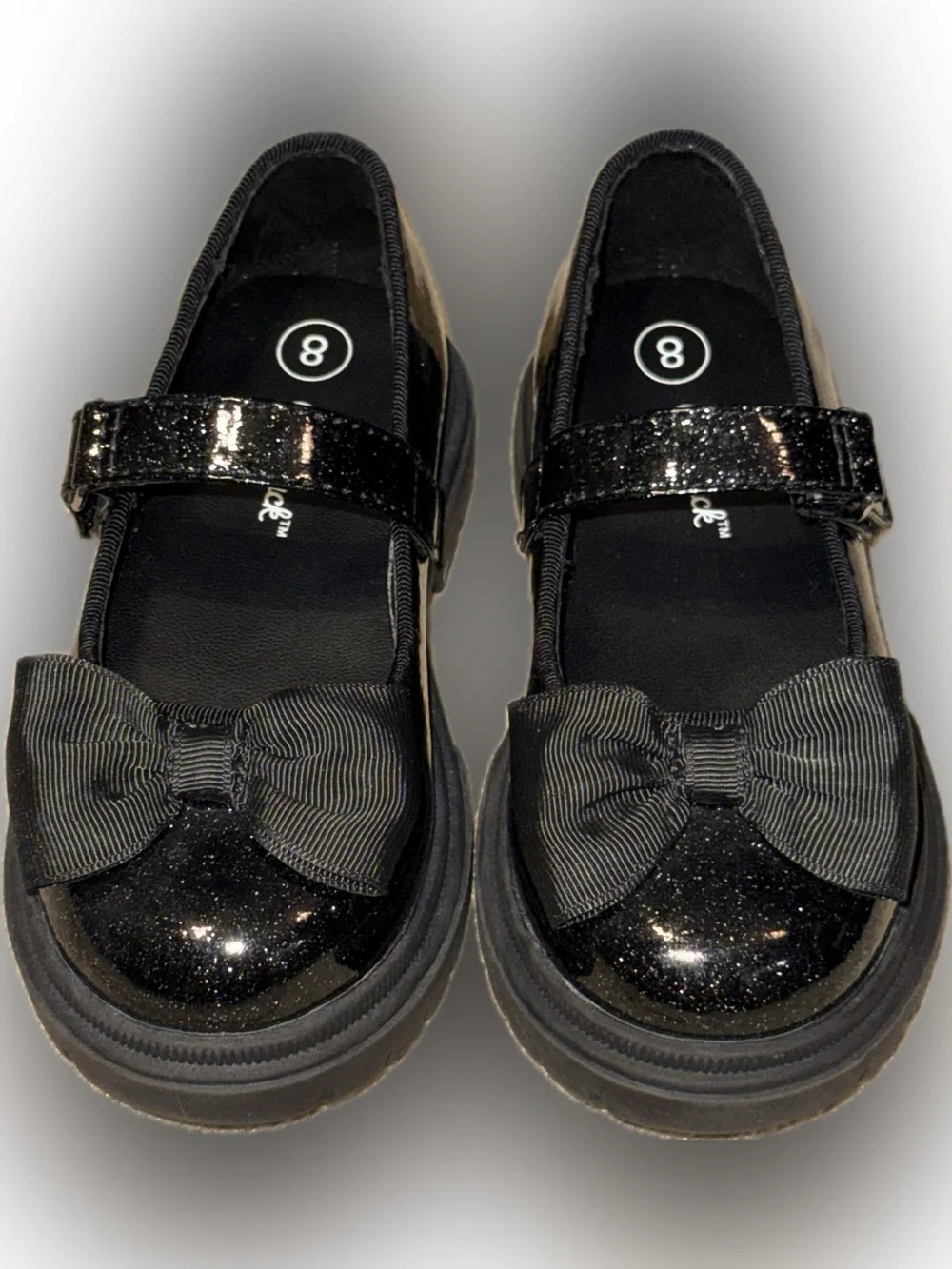 Cat & Jack Black Glitter Mary Jane Bow Shoes